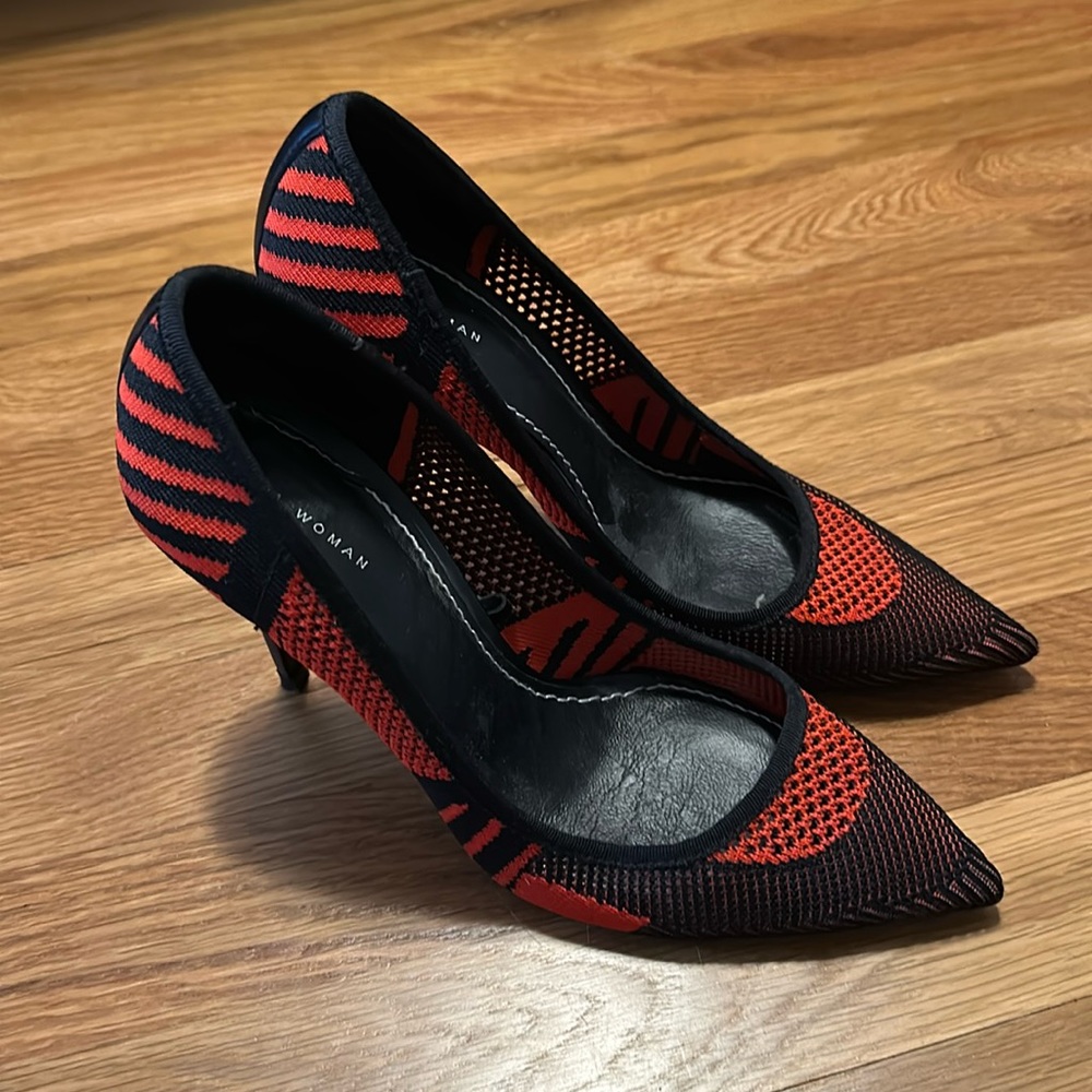 Zara Red and Black Heels Elastic Knit